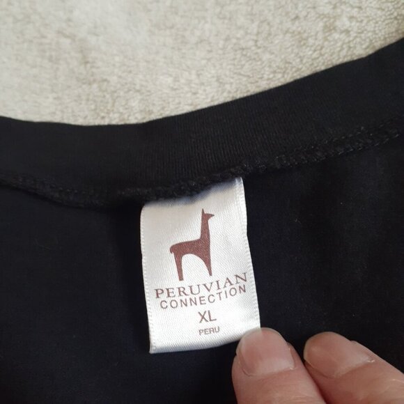 Peruvian Connection Women's Size XL Black Feather Print Cotton T-Shirt Dress - Picture 4 of 7